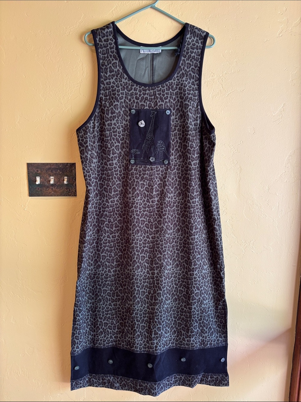 Nina Piccalino Brown and Black Leopard Print Maxi Dress with Embellished Patch